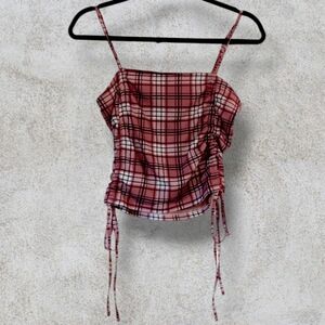 Forever 21 Plaid Ruched Siding Tank Top